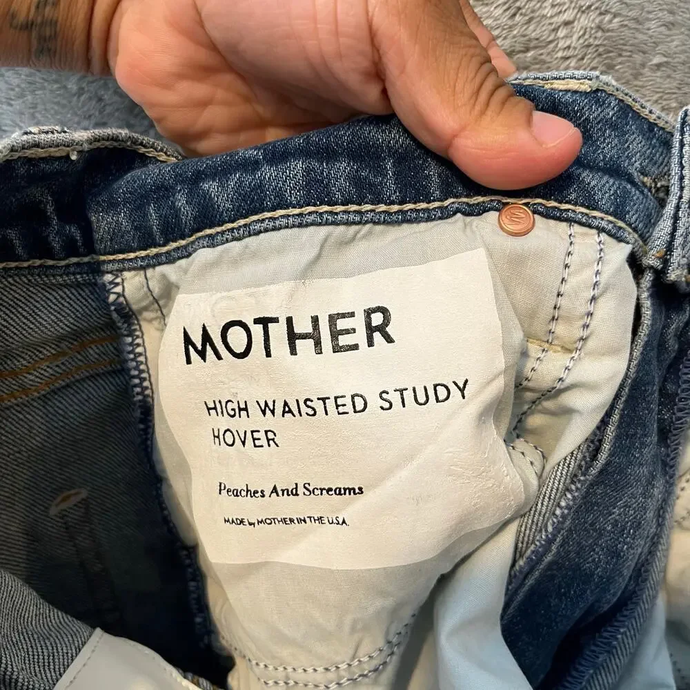 MOTHER Superior High Waisted Study Hover Jeans 26 Distressed Effortless Chic - Picture 10 of 10